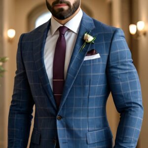 Sapphire Checkered Business Suit